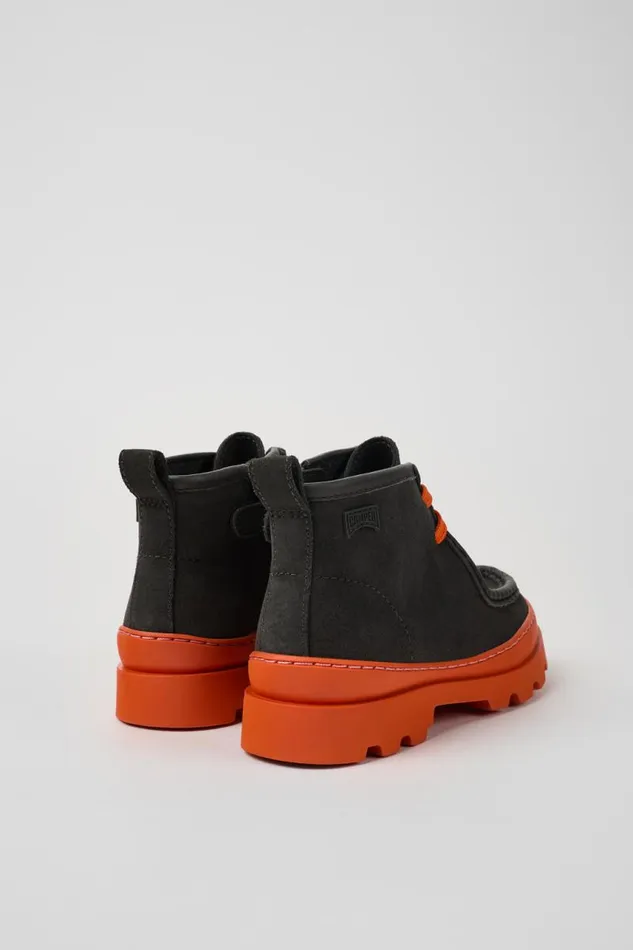 Kids Camper Boots Brutus Grey Leather And Nubuck Ankle Boots For Kids