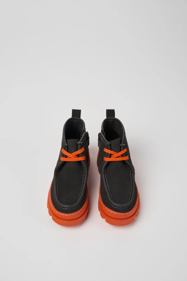 Kids Camper Boots Brutus Grey Leather And Nubuck Ankle Boots For Kids