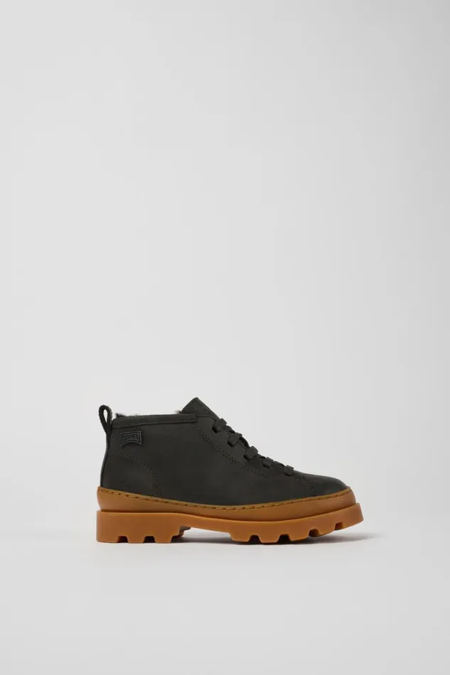 Kids Camper Boots Brutus Grey Nubuck Ankle Boots For Kids