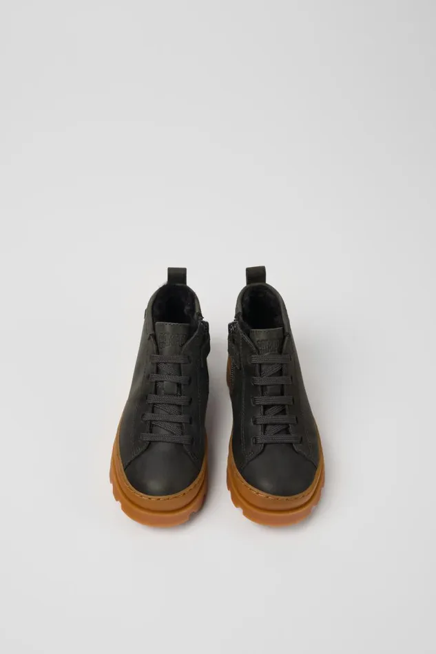 Kids Camper Boots Brutus Grey Nubuck Ankle Boots For Kids