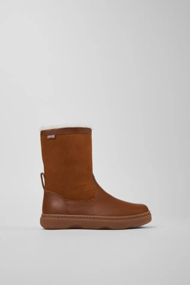 Kids Camper Boots Kiddo Brown Leather And Nubuck Boots For Kids