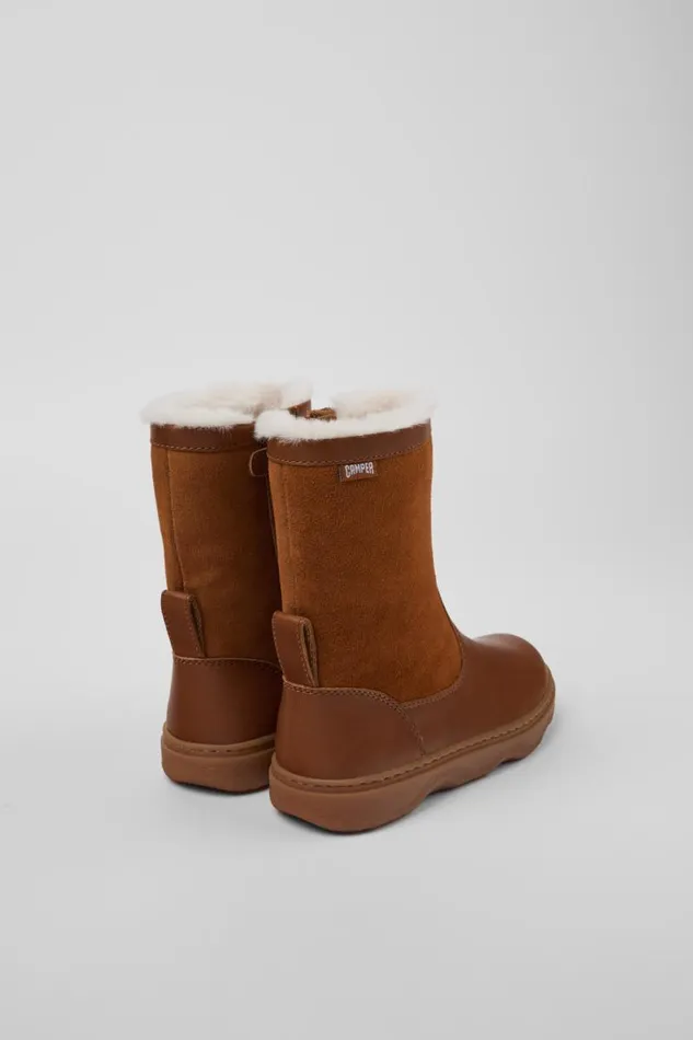 Kids Camper Boots Kiddo Brown Leather And Nubuck Boots For Kids