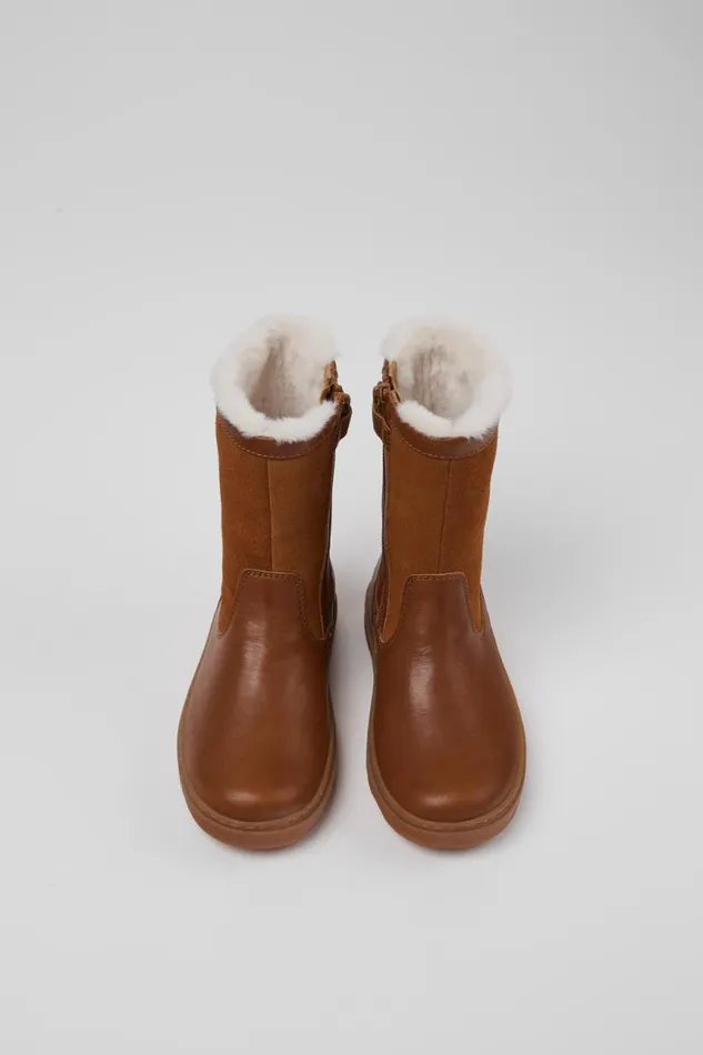 Kids Camper Boots Kiddo Brown Leather And Nubuck Boots For Kids