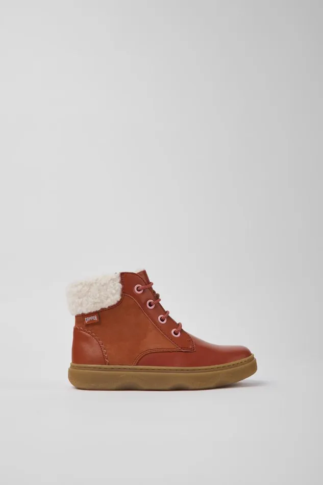 Kids Camper Boots Kiddo Red Leather And Nubuck Ankle Boots For Kids Kids Camper Boots Kiddo Red Leather And Nubuck Ankle Boots For Kids