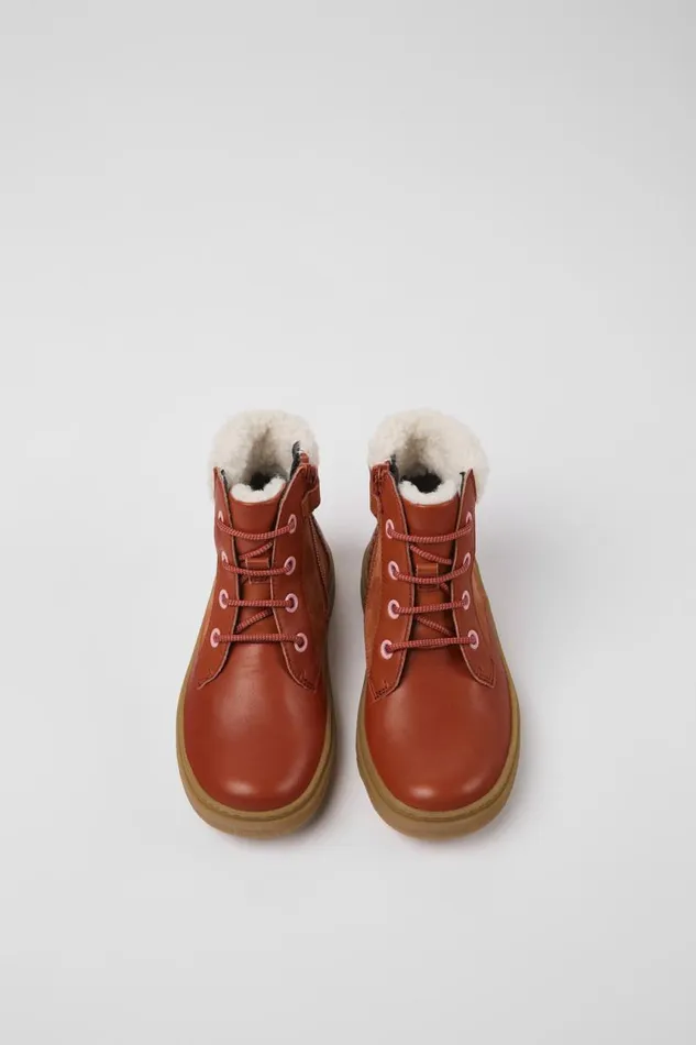 Kids Camper Boots Kiddo Red Leather And Nubuck Ankle Boots For Kids Kids Camper Boots Kiddo Red Leather And Nubuck Ankle Boots For Kids