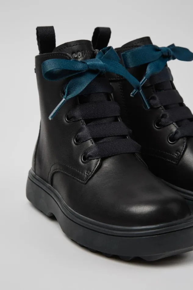 Kids Camper Boots Norte Black Leather Ankle Boots For Kids