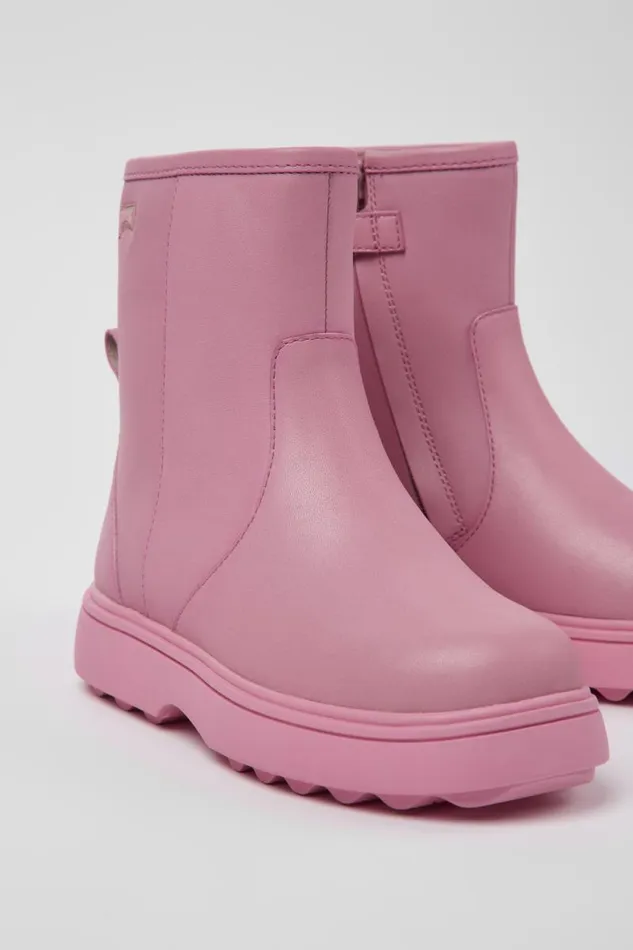 Kids Camper Boots Norte Pink Leather Ankle Boots For Kids