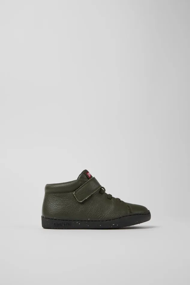 Kids Camper Boots Peu Touring Green Leather Ankle Boots For Kids