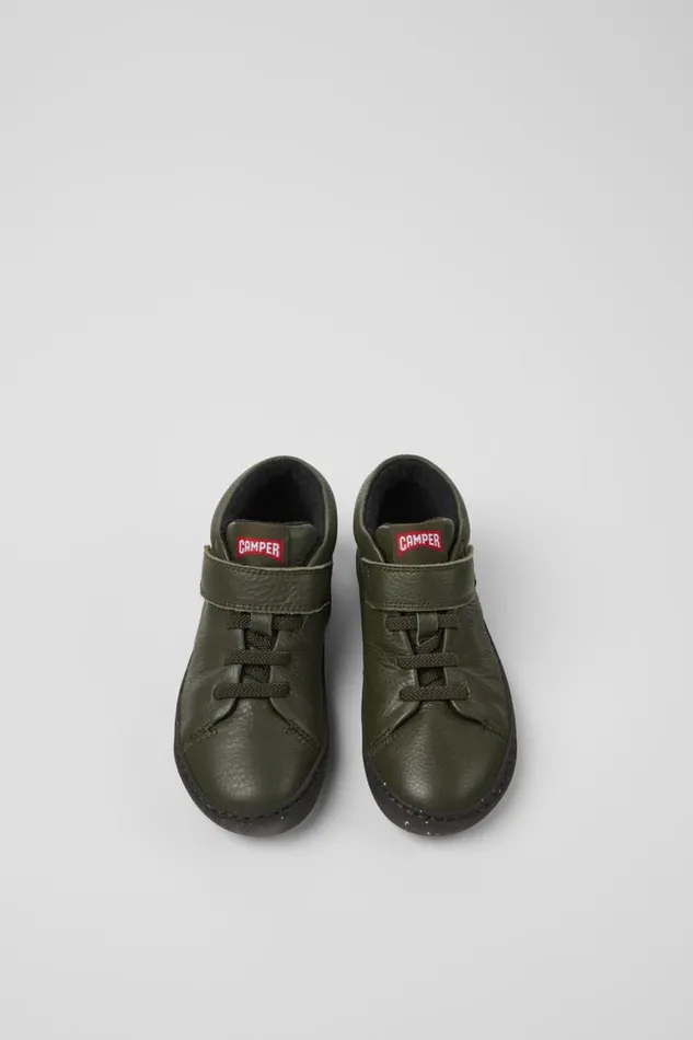 Kids Camper Boots Peu Touring Green Leather Ankle Boots For Kids