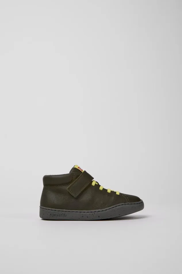 Kids Camper Boots Peu Touring Green Leather Boots