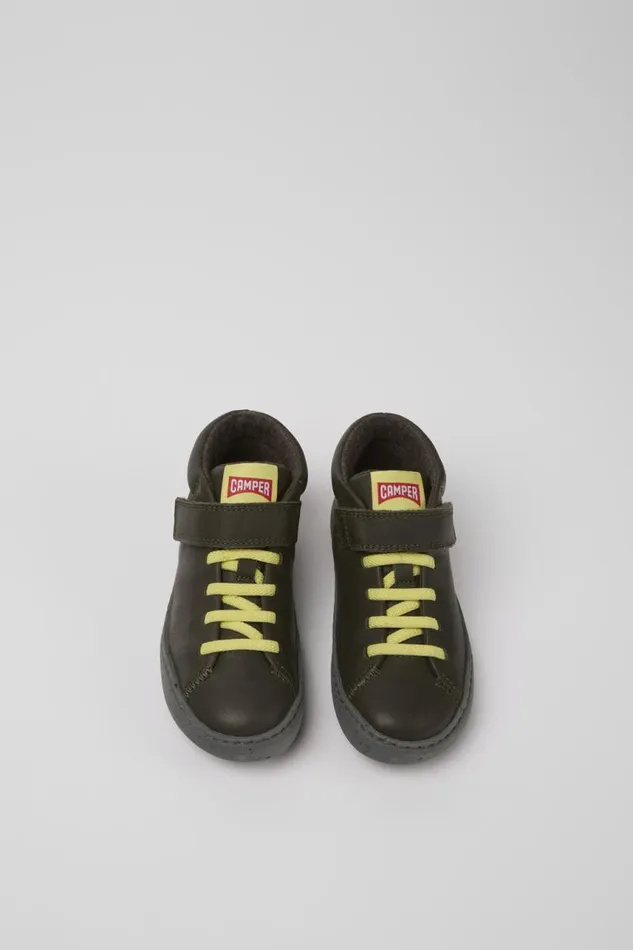 Kids Camper Boots Peu Touring Green Leather Boots