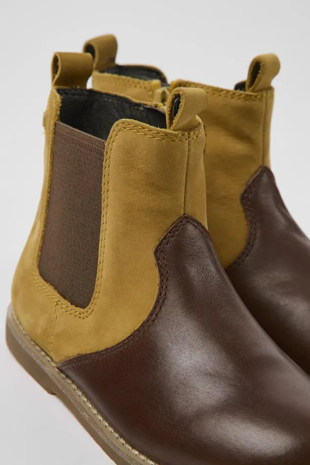 Kids Camper Boots Savina Brown Nubuck And Leather Ankle Boots For Kids