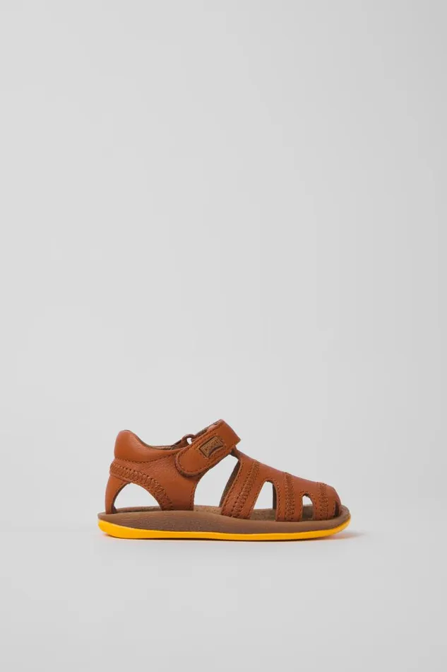 Kids Camper Hook And Loop Bicho Brown Leather Sandals For Kids Kids Camper Hook And Loop Bicho Brown Leather Sandals For Kids