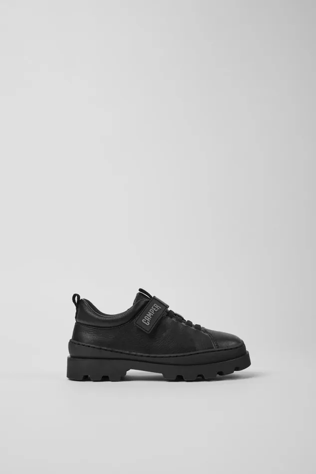Kids Camper Hook And Loop Brutus Black Leather Shoes For Kids Kids Camper Hook And Loop Brutus Black Leather Shoes For Kids