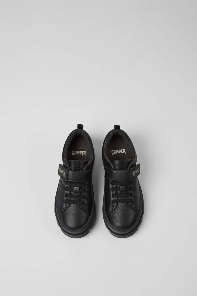Kids Camper Hook And Loop Brutus Black Leather Shoes For Kids Kids Camper Hook And Loop Brutus Black Leather Shoes For Kids