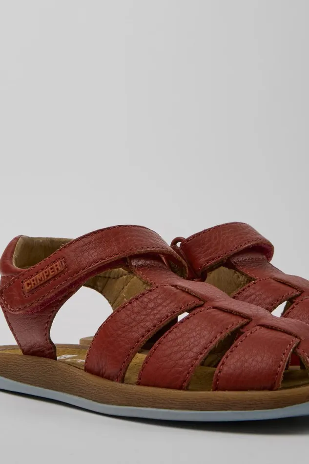 Kids Camper Sandals Bicho Red Leather Sandals For Kids