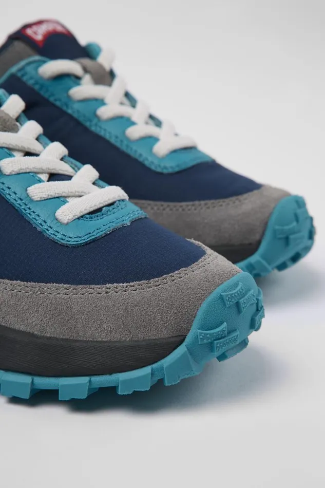 Kids Camper Sneakers Drift Trail Blue Textile And Leather Sneakers For Kids