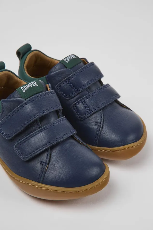 Kids Camper Sneakers Peu Dark Blue Leather Shoes For Kids