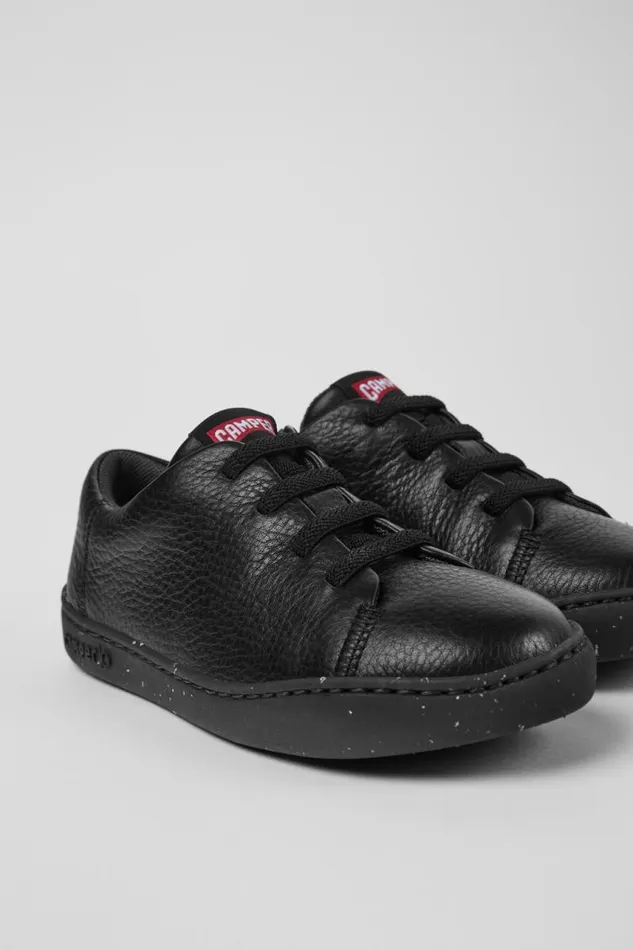 Kids Camper Sneakers Peu Touring Black Leather Sneakers For Kids