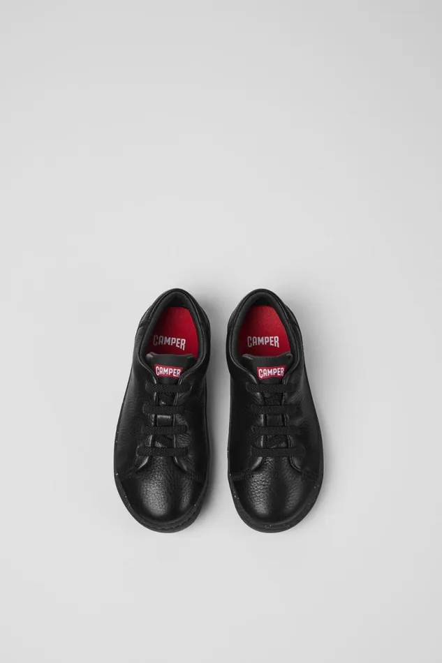Kids Camper Sneakers Peu Touring Black Leather Sneakers For Kids