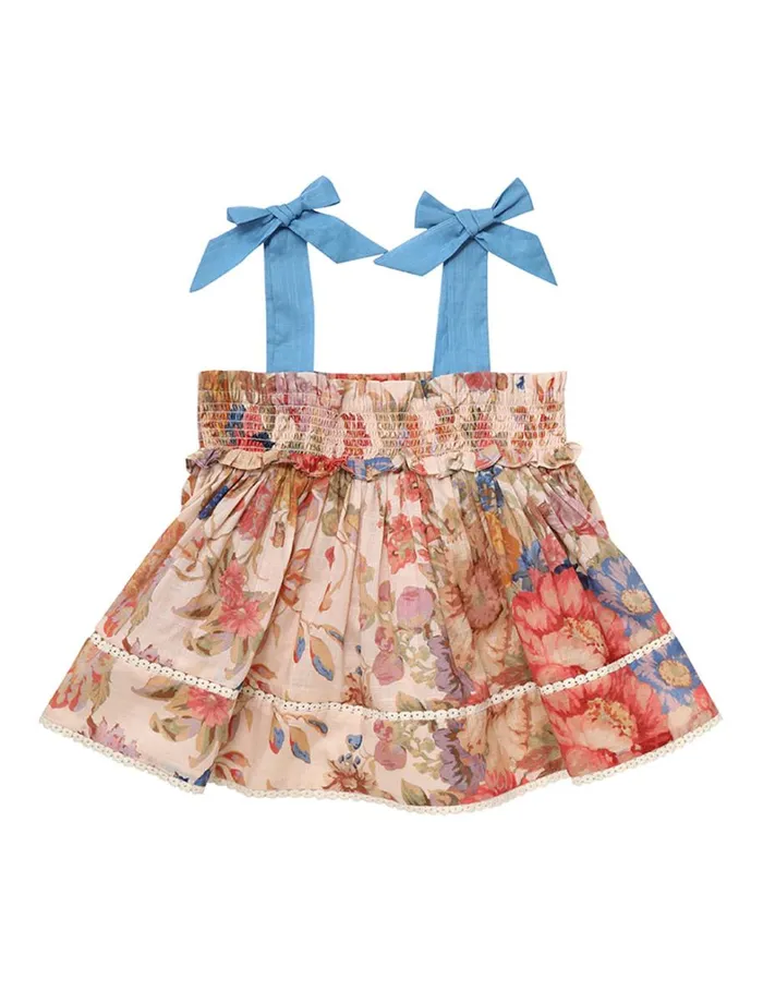Kids Clothing Zimmermann August Shirred Top Cream Floral