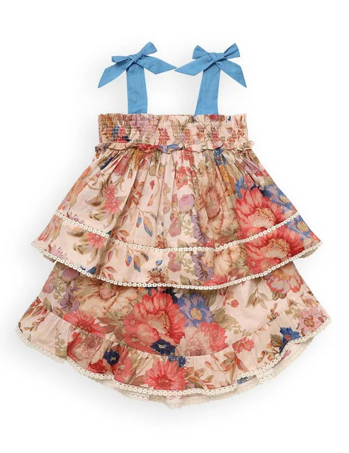 Kids Clothing Zimmermann August Shirred Top Cream Floral