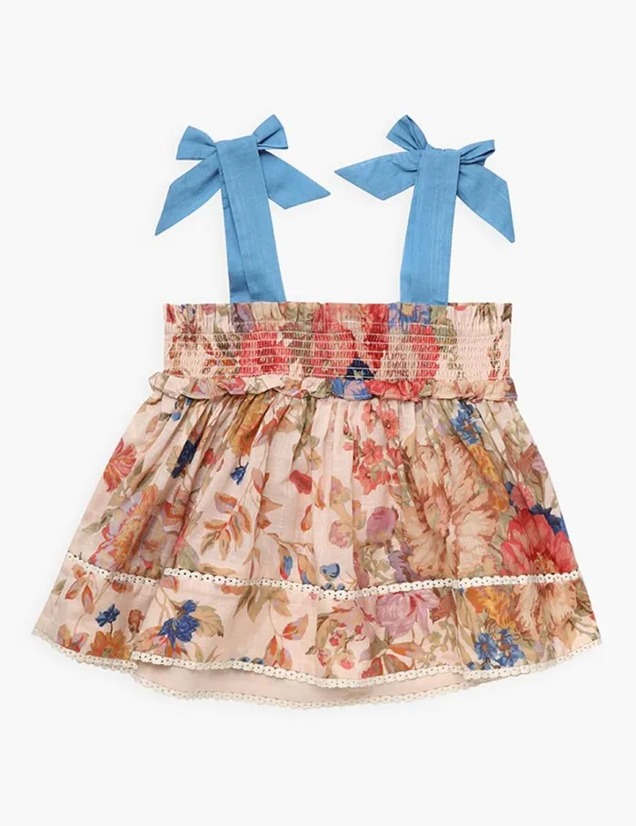 Kids Clothing Zimmermann August Shirred Top Cream Floral