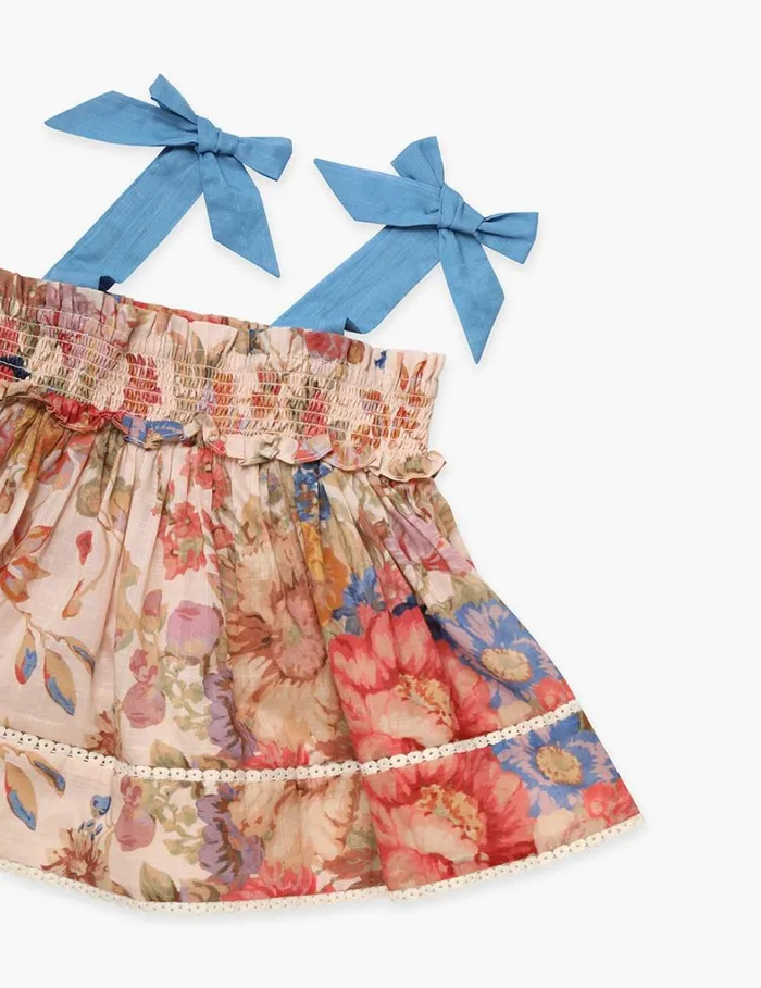 Kids Clothing Zimmermann August Shirred Top Cream Floral