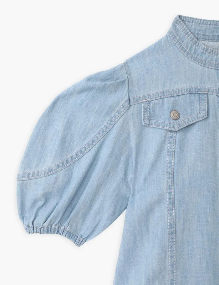 Kids Denim Zimmermann Waverly Utility Denim Top Blueberry
