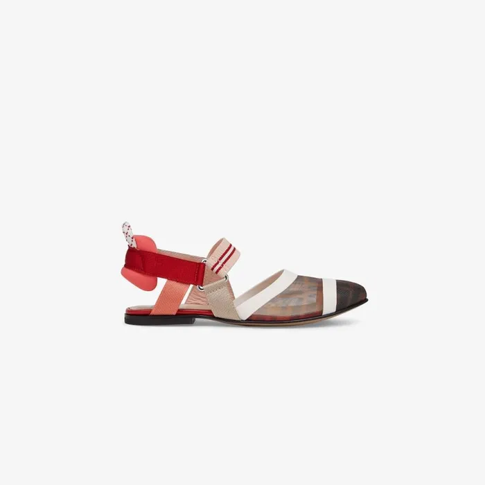 Kids Junior Mesh Ballerinas Red Fendi Shoes