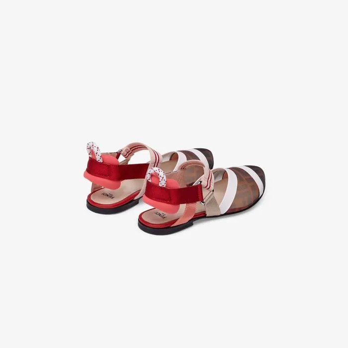 Kids Junior Mesh Ballerinas Red Fendi Shoes