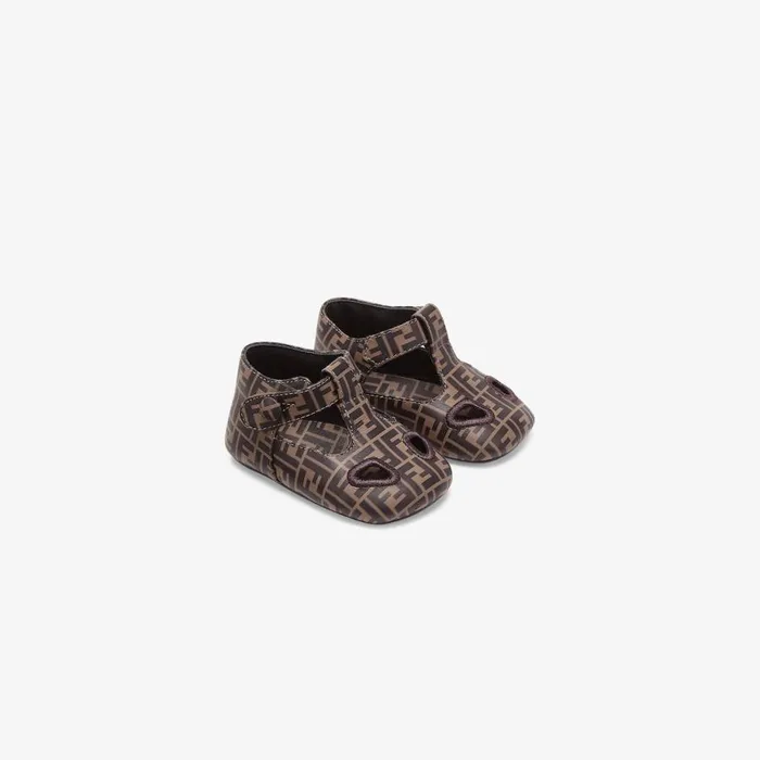 Kids Leather Baby Sandals Brown Fendi Baby Girl