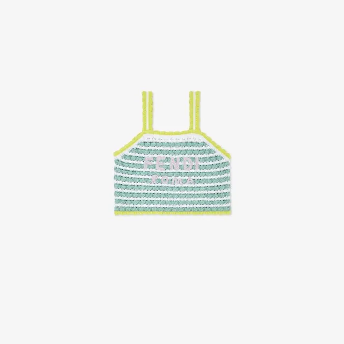 Kids Multicolour Cotton Knit Cropped Top Multicolour Fendi Ready To Wear