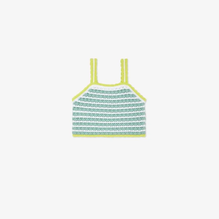 Kids Multicolour Cotton Knit Cropped Top Multicolour Fendi Ready To Wear