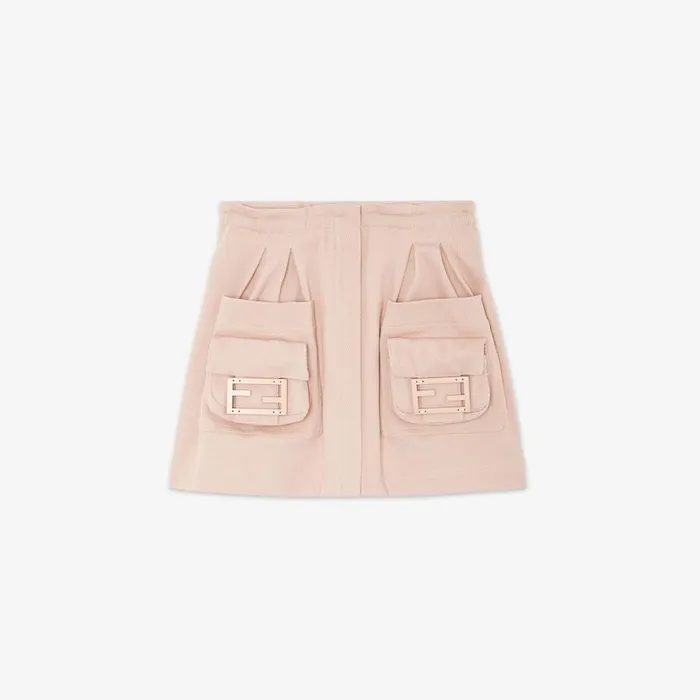Kids Pink Cotton Mini Me Miniskirt With Baguette Pink Fendi Ready To Wear