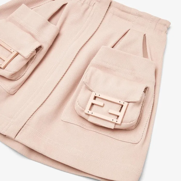 Kids Pink Cotton Mini Me Miniskirt With Baguette Pink Fendi Ready To Wear