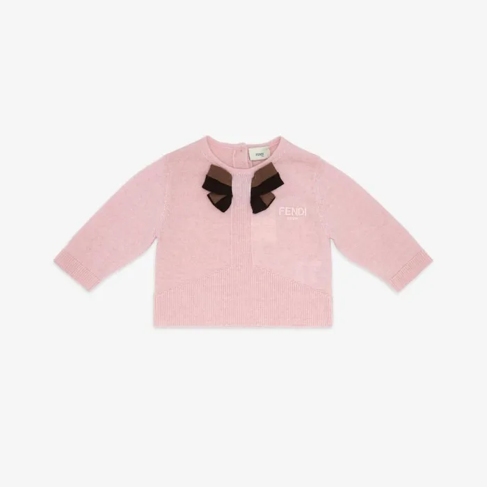 Kids Pink Knit Baby Cardigan Pink Fendi Baby Girl