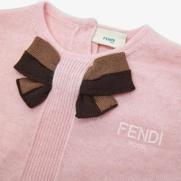 Kids Pink Knit Baby Cardigan Pink Fendi Baby Girl