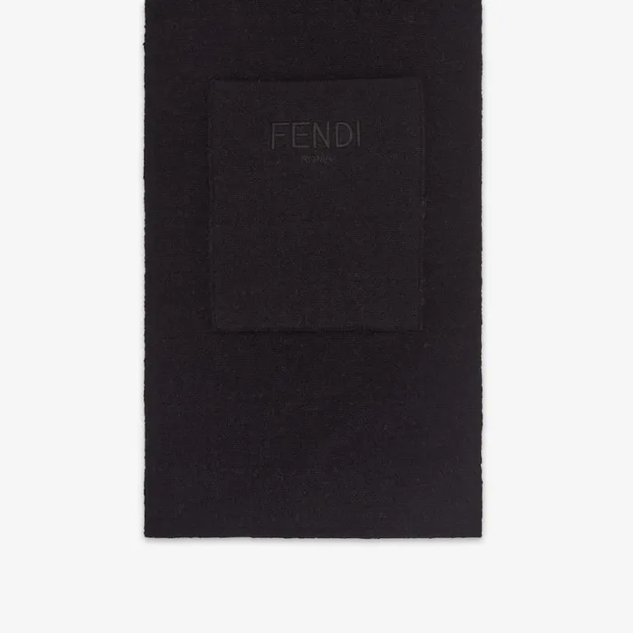 Kids Reversible Junior Scarf In Black And Tobacco Knit Multicolour Fendi Accessories
