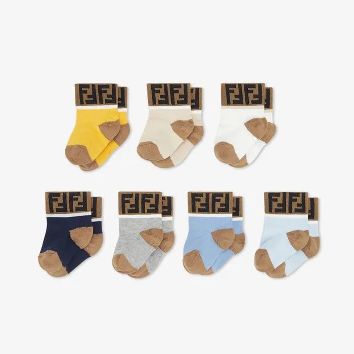 Kids Set Of Multicolour Cotton Baby Socks Fendi Strollers and Accessories