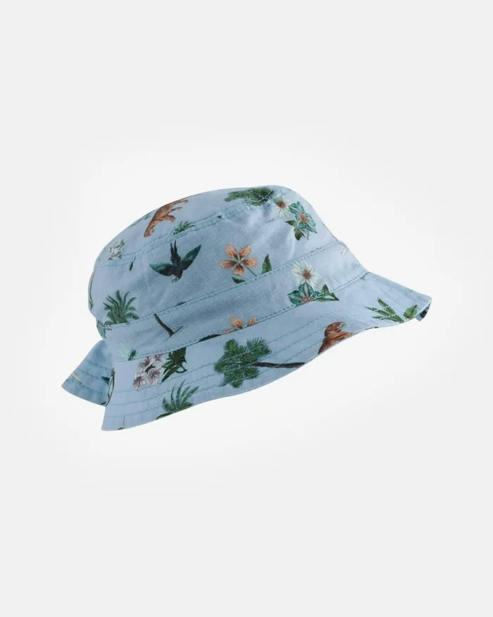 Kids STOYAN 8211 Printed Linen Cotton Romper And Hat Set Blue Ted Baker Baby