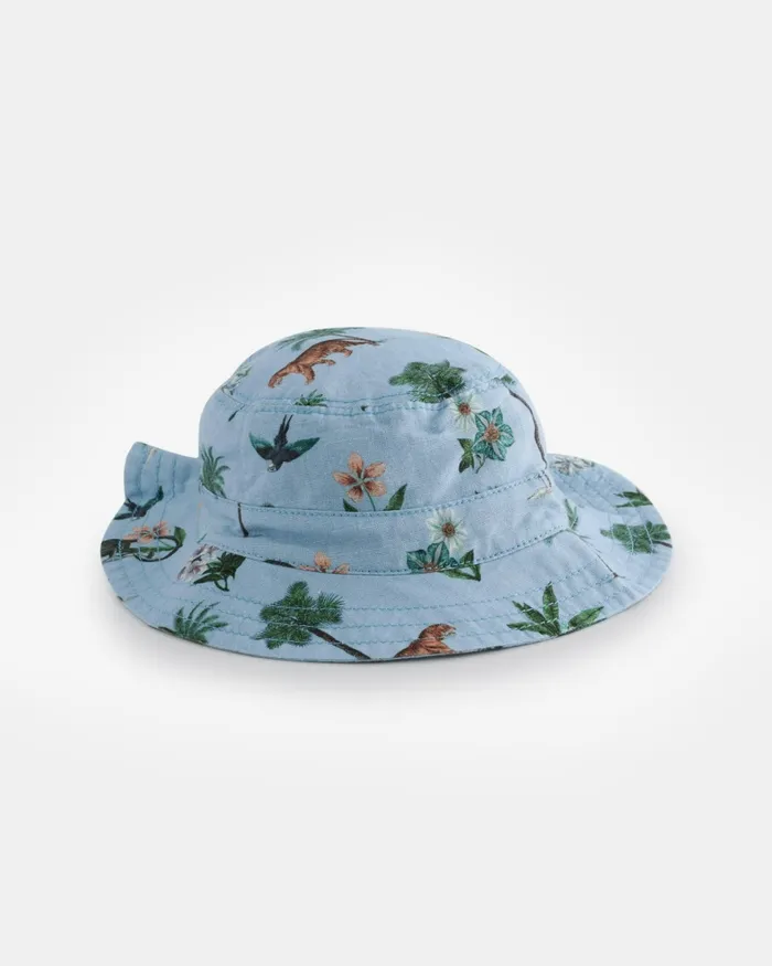 Kids STOYAN 8211 Printed Linen Cotton Romper And Hat Set Blue Ted Baker Baby
