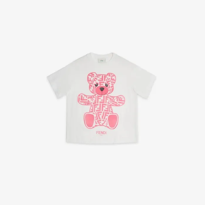 Kids White Jersey And Fuchsia Print Junior TShirt Multicolour Fendi Ready To Wear