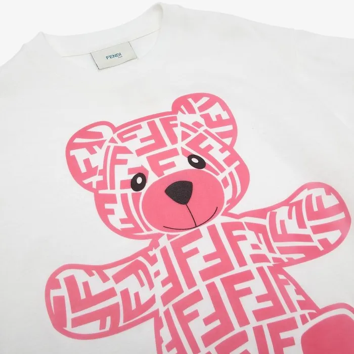 Kids White Jersey And Fuchsia Print Junior TShirt Multicolour Fendi Ready To Wear