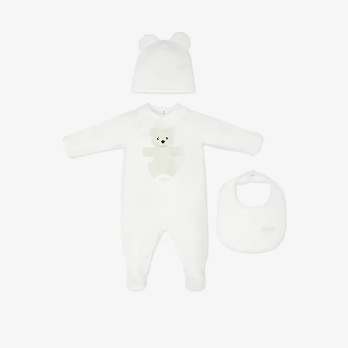 Kids White Jersey Teddy Bear Kit White Fendi Baby Girl