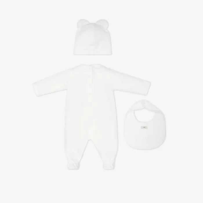 Kids White Jersey Teddy Bear Kit White Fendi Baby Girl