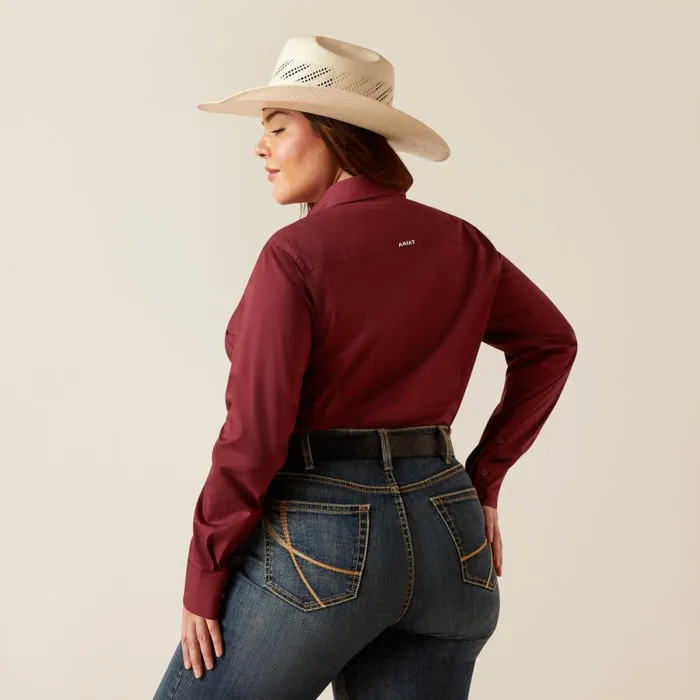 Kirby Stretch Shirt Burgundy Women Ariat TShirts and Tops Kirby Stretch Shirt Burgundy Women Ariat TShirts and Tops