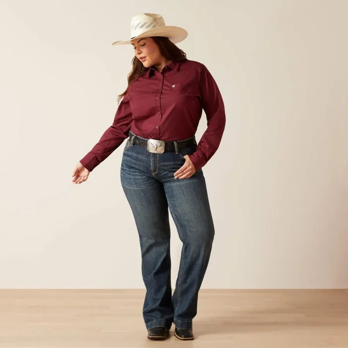 Kirby Stretch Shirt Burgundy Women Ariat TShirts and Tops Kirby Stretch Shirt Burgundy Women Ariat TShirts and Tops