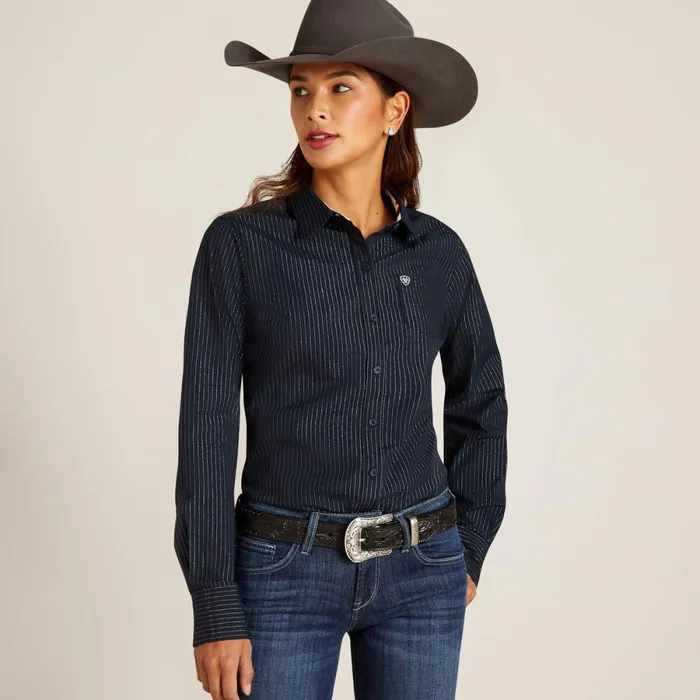 Kirby Stretch Shirt Salutesilver Lurex Women Ariat TShirts and Tops