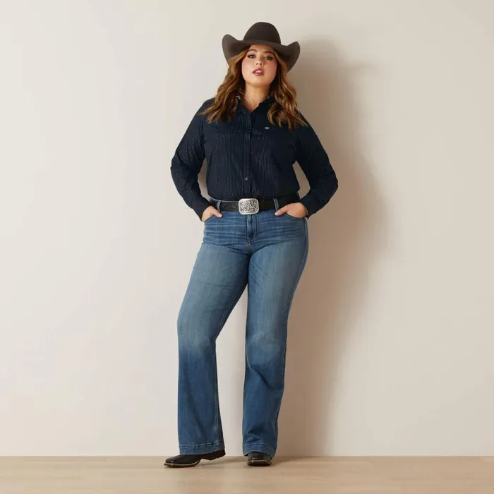 Kirby Stretch Shirt Salutesilver Lurex Women Ariat TShirts and Tops
